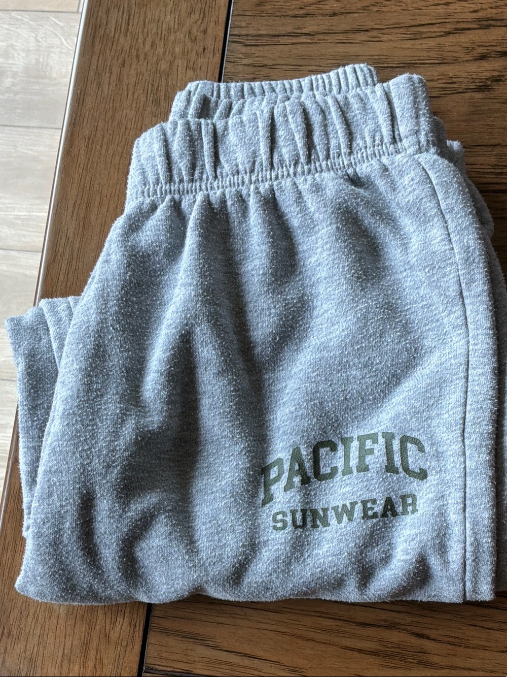 Pacific Sunwear Light Gray Sweatpants with Green Logo